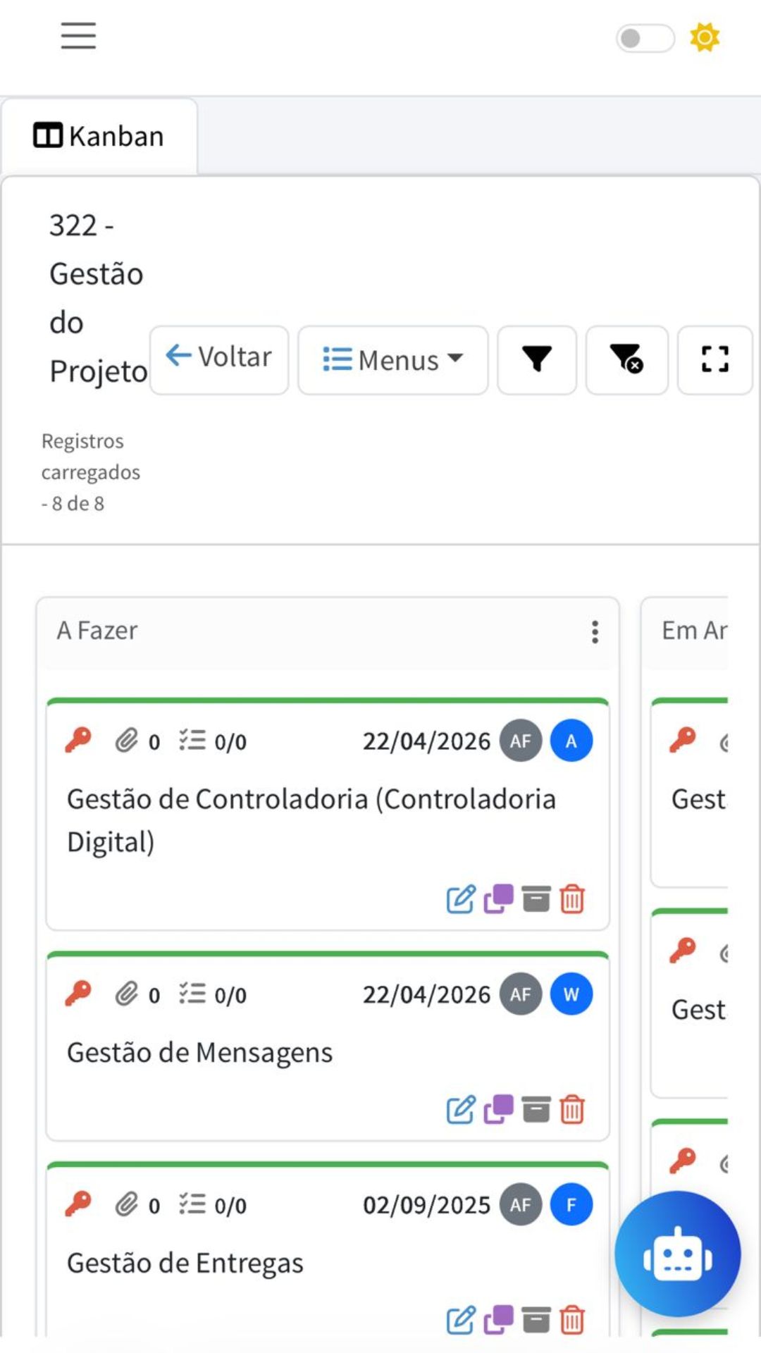 Resumo de Projetos Mobile